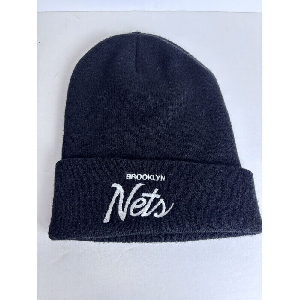 Mitchell & Ness Brooklyn Nets Black Beanie Winter Cap NBA Hat Embroidered Adult